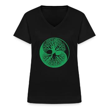 Baum des Lebens - Frauen-T-Shirt mit V-Ausschnitt - Schwarz - Vorne - Lela (165cm)