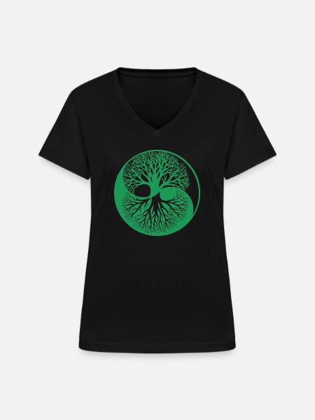 Baum des Lebens - Frauen-T-Shirt mit V-Ausschnitt - Schwarz
