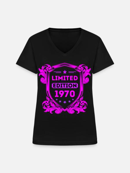 1970 - Frauen-T-Shirt mit V-Ausschnitt - Schwarz