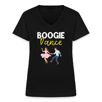 Boogie Woogie Dancer Dancing Paartanz Vintage - Frauen-T-Shirt mit V-Ausschnitt - Schwarz - Vorne - Lela (165cm)