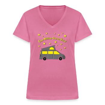 eine million sterne hotel campingbus - Frauen-T-Shirt mit V-Ausschnitt - Pink - Vorne - Lela (165cm)