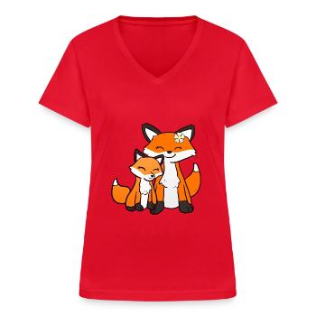 Sister Fox - Frauen-T-Shirt mit V-Ausschnitt - Rot - Vorne - Lela (165cm)