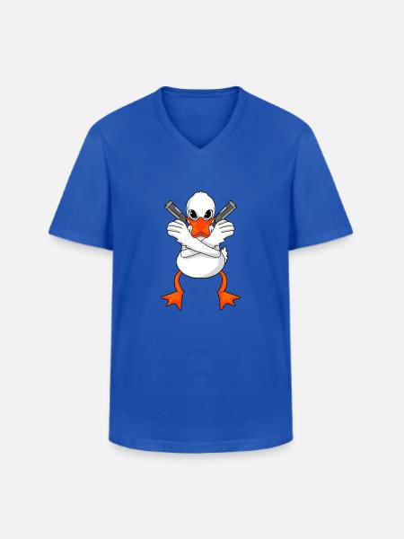 Duck with gun - Men's V-Neck T-Shirt - royal blue