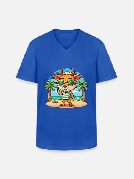 Antelope Funny Cartoon Summer Beach Sunglasses - Men's V-Neck T-Shirt - royal blue