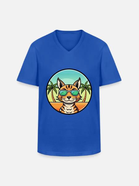Ocicat Breed Cartoon Sunglasses Beach - Men's V-Neck T-Shirt - royal blue