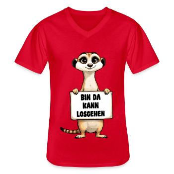 Bin Da Kann Losgehen Erdmännchen - Männer-T-Shirt mit V-Ausschnitt - Rot - Vorne - AI Model Male 185 light (185cm)