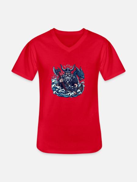 Wikinger Logo - Männer-T-Shirt mit V-Ausschnitt - Rot