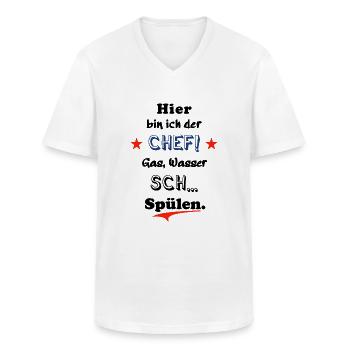hier bin ich der chef - Männer-T-Shirt mit V-Ausschnitt - Weiß - Vorne - AI Model Male 185 light (185cm)