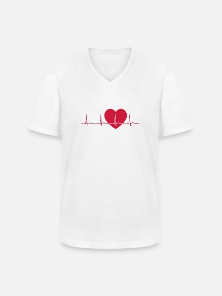Heartbeat ECG Line Medical Pulse Wave Icon Vector - Men's V-Neck T-Shirt - white