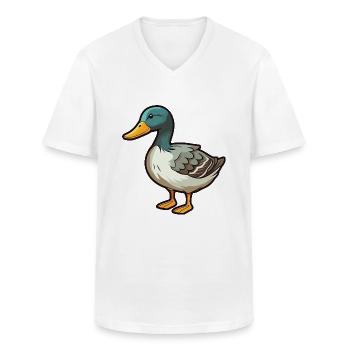 Stockenten-Cartoon-Kawaii-Aquarellillustration - Männer-T-Shirt mit V-Ausschnitt - Weiß - Vorne - AI Model Male 185 light (185cm)