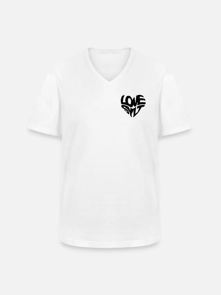 LOVE SYLT HERZ - Männer-T-Shirt mit V-Ausschnitt - Weiß