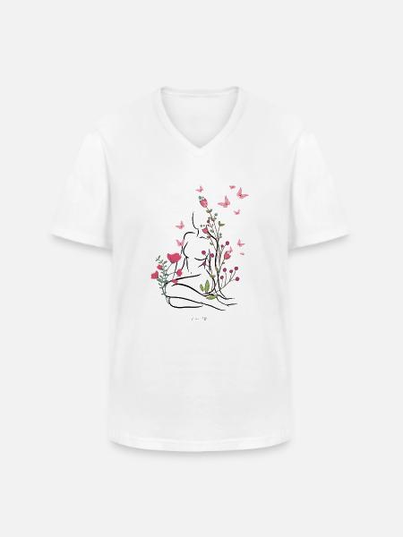 Skin-flowered - Men's V-Neck T-Shirt - white