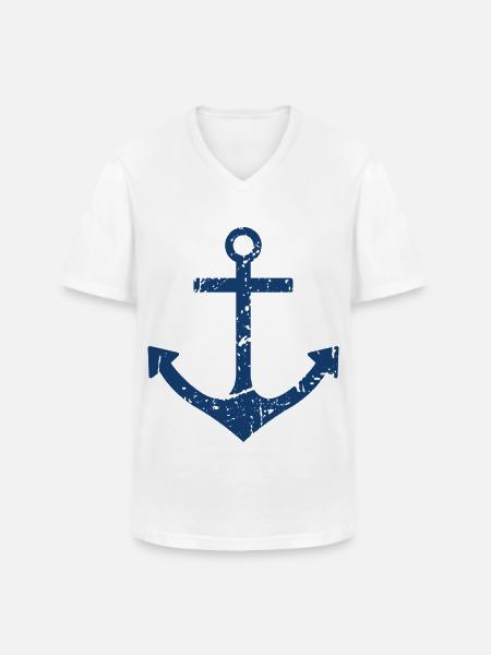 Ancre - T-shirt col V Homme - blanc