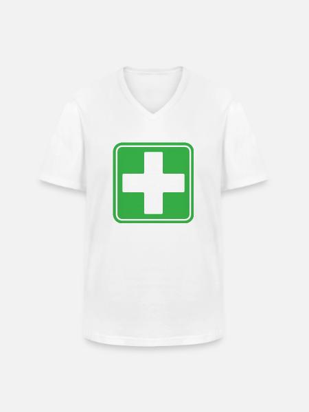 First Aid Medical Cross Safety Sign Vector Icon - Men's V-Neck T-Shirt - white