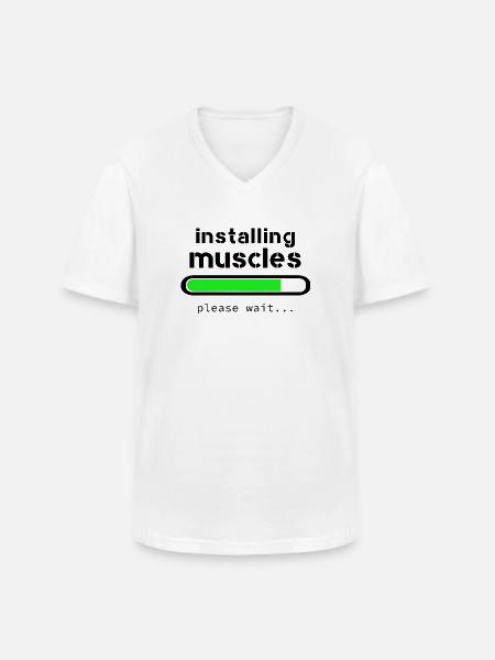 Installing muscles - T-shirt col V Homme - blanc