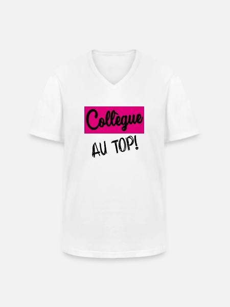 COLLEGUE - T-shirt col V Homme - blanc