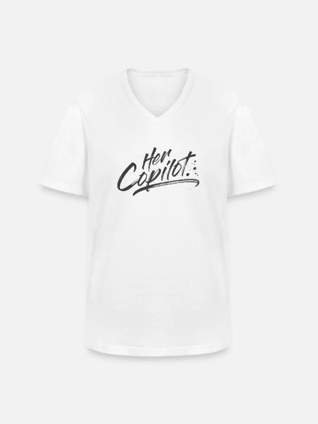 Her Copilot - Men's V-Neck T-Shirt - white