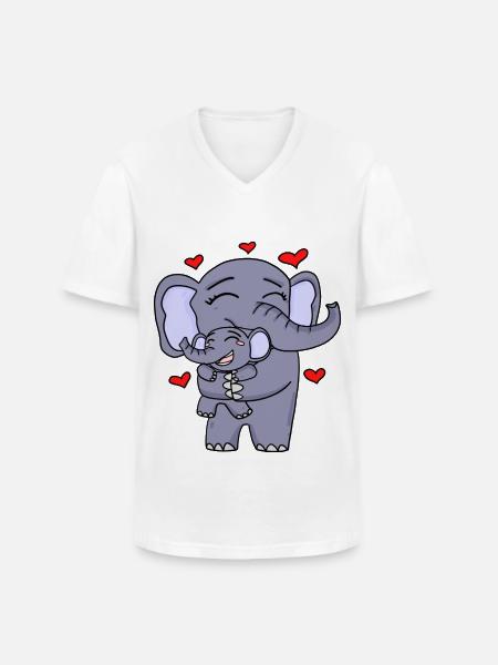 Elephant family cute - Men's V-Neck T-Shirt - white