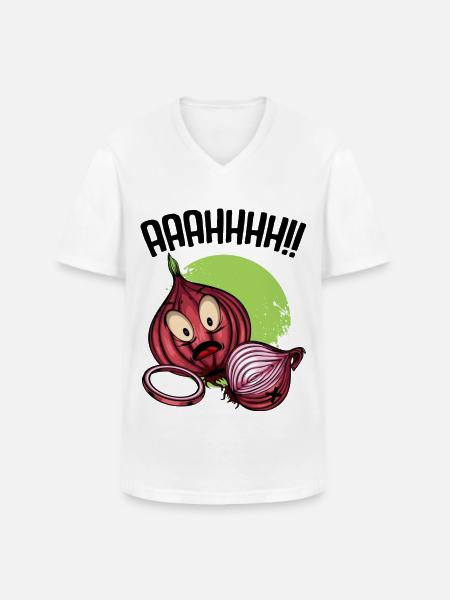 Onion chaos neon illustration - Men's V-Neck T-Shirt - white
