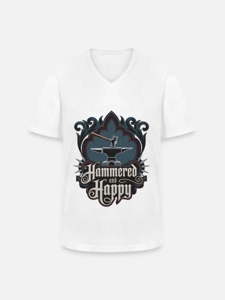 Martelé et heureux - T-shirt col V Homme - blanc