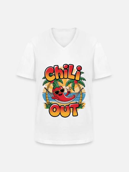 Chili Out - Men's V-Neck T-Shirt - white