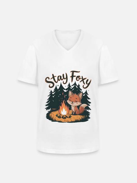 Bleib fuchsig - Männer-T-Shirt mit V-Ausschnitt - Weiß