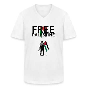 Free Palestine - Männer-T-Shirt mit V-Ausschnitt - Weiß - Vorne - AI Model Male 185 light (185cm)