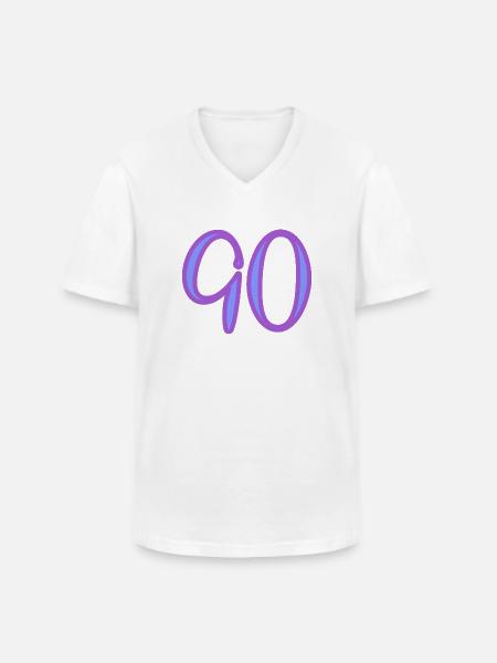 90 - Men's V-Neck T-Shirt - white