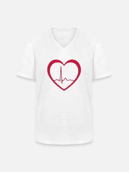 Heartbeat ECG Line Medical Pulse Wave Icon Vector - Men's V-Neck T-Shirt - white