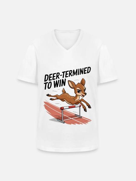 Deer-Termined pour gagner - T-shirt col V Homme - blanc