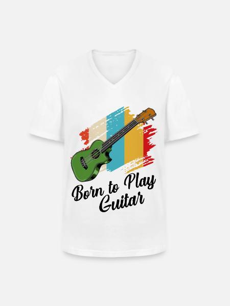 Gitarre - Männer-T-Shirt mit V-Ausschnitt - Weiß