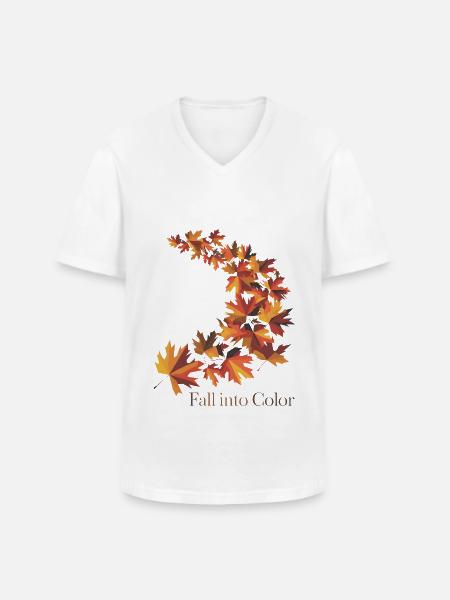 Fallen Sie in Farbe - Männer-T-Shirt mit V-Ausschnitt - Weiß