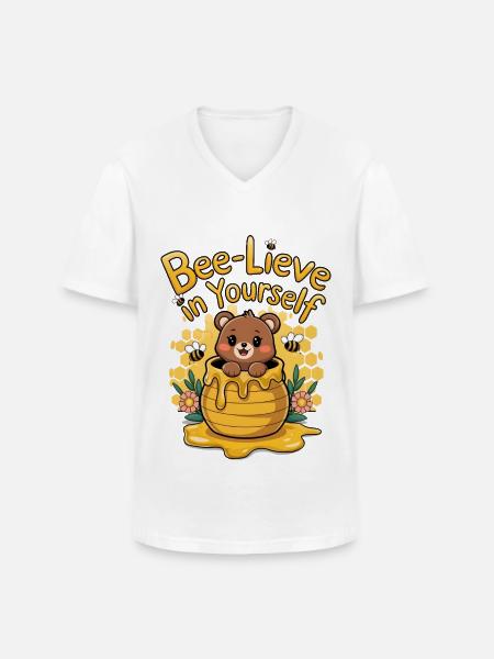 Croyez en vous-même - T-shirt col V Homme - blanc