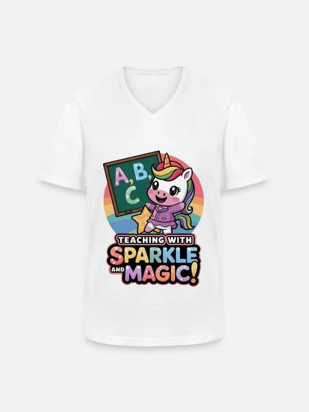 Teaching With Sparkle And Magic! - Men's V-Neck T-Shirt - white