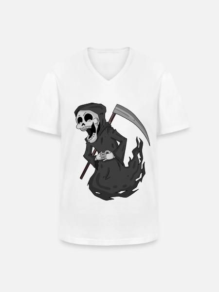 Grim Reaper laughs funny - Men's V-Neck T-Shirt - white