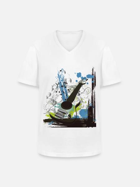Musique - T-shirt col V Homme - blanc