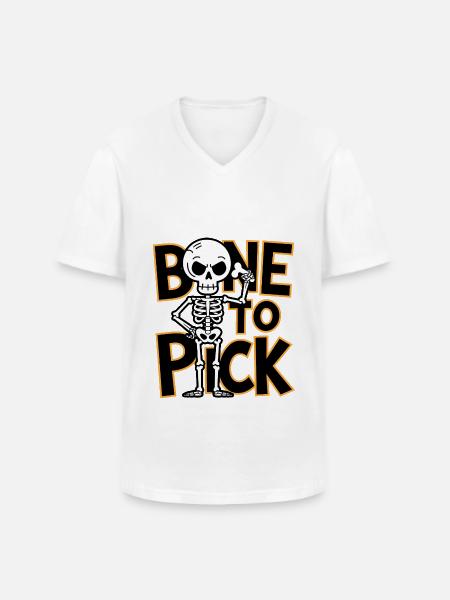 Bone To Pick - Men's V-Neck T-Shirt - white