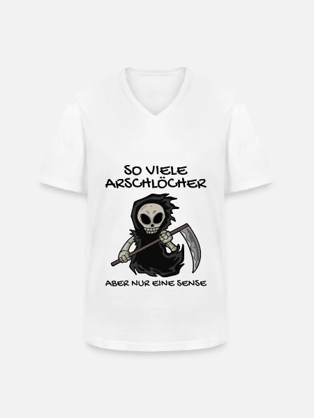 Sensenmann - Männer-T-Shirt mit V-Ausschnitt - Weiß
