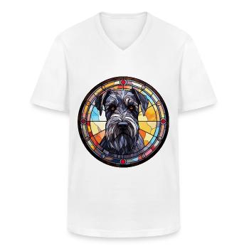 Riesenschnauzer Hunderasse Aquarellglas - Männer-T-Shirt mit V-Ausschnitt - Weiß - Vorne - AI Model Male 185 light (185cm)