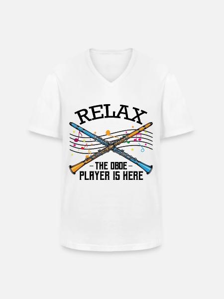 hautbois - T-shirt col V Homme - blanc