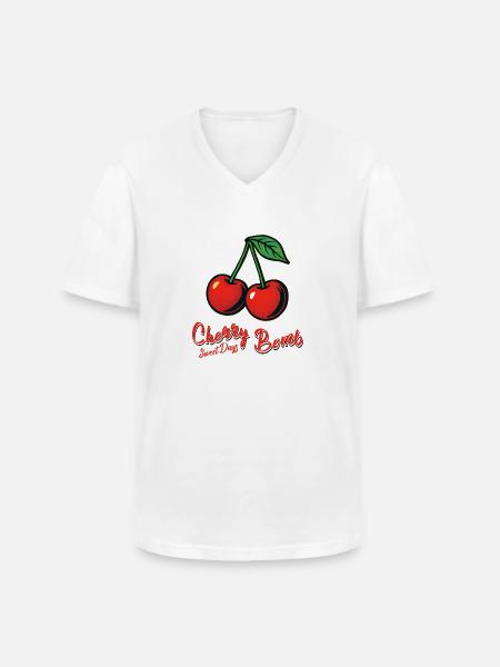 Kirsch-Mädchen - Männer-T-Shirt mit V-Ausschnitt - Weiß