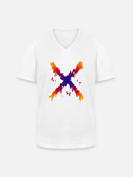 Regenbogen X Farbfluss Muster - Männer-T-Shirt mit V-Ausschnitt - Weiß