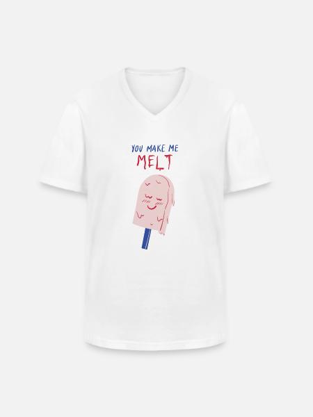 you make me melt icecream - Men's V-Neck T-Shirt - white