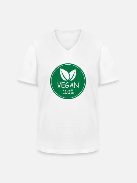 vegan 100% - Männer-T-Shirt mit V-Ausschnitt - Weiß