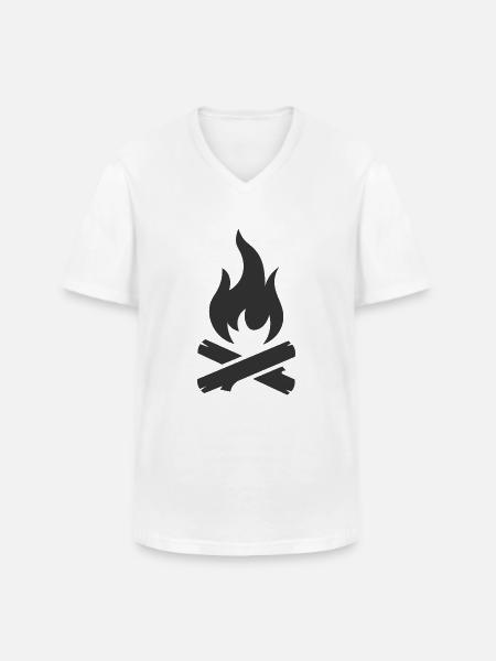 Campfire logo symbol - Men's V-Neck T-Shirt - white