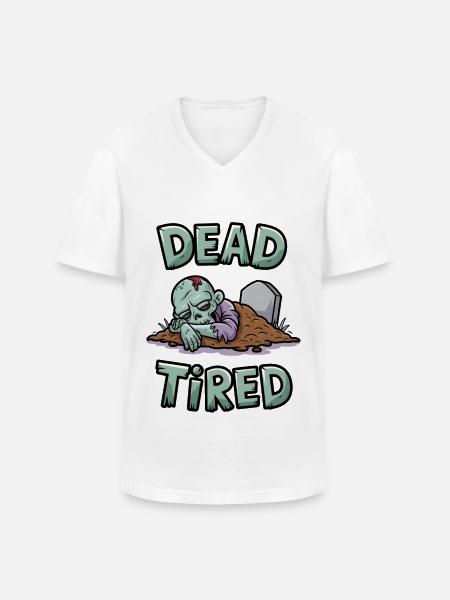 Dead Tired - Men's V-Neck T-Shirt - white
