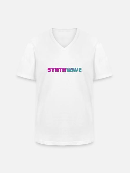 Synthwave - Männer-T-Shirt mit V-Ausschnitt - Weiß