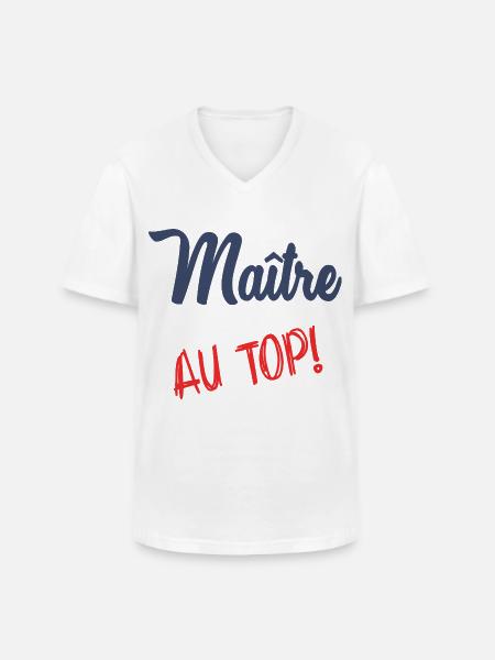 MASTER AT THE TOP - Men's V-Neck T-Shirt - white