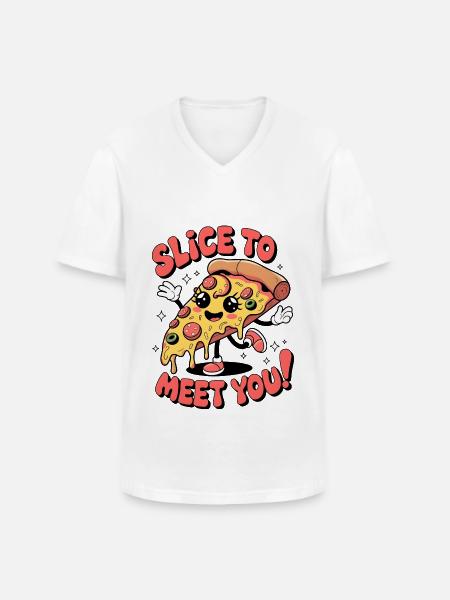 Slice To Meet You! - Men's V-Neck T-Shirt - white