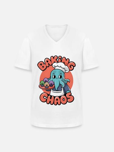 Baking Chaos - Men's V-Neck T-Shirt - white